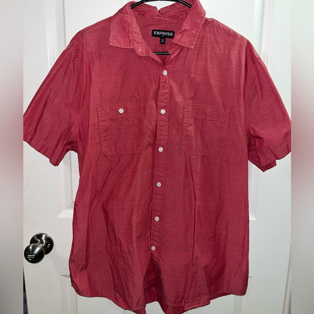 Express Men’s Red Casual Button Down Shirt